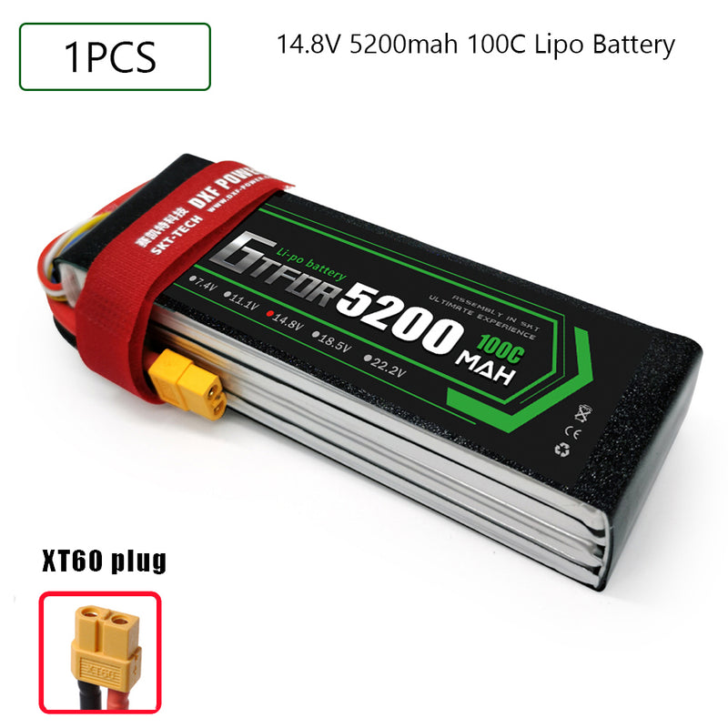 (CN)GTFDR 4S Lipo Battery 14.8V 100C 5200mAh Soft Case Battery with EC5 XT90 Connector for Car Truck Tank RC Buggy Truggy Racing Hobby