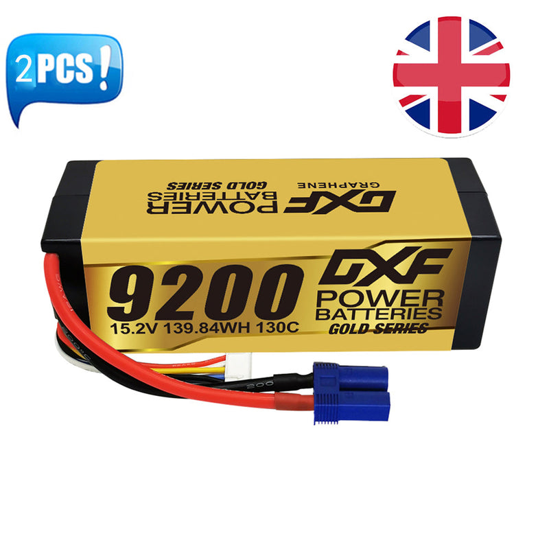 (UK)DXF High Voltage 4S 9200 mAh 15,2 V 130C Batteria Lipo ad Alta Capacità Hardcase con XT90 Spina per 1:8 Scala RC Auto, Multi-Rotore RC Aeroplano, RC Elicottero, RC Barca