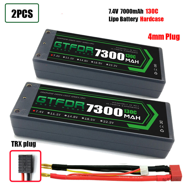 (CN)GTFDR 2S Lipo Battery 7300mAh 7.4V 130C 4mm Hardcase EC5 Plug for RC Buggy Truggy 1/10 Scale Racing Helicopters RC Car Boats