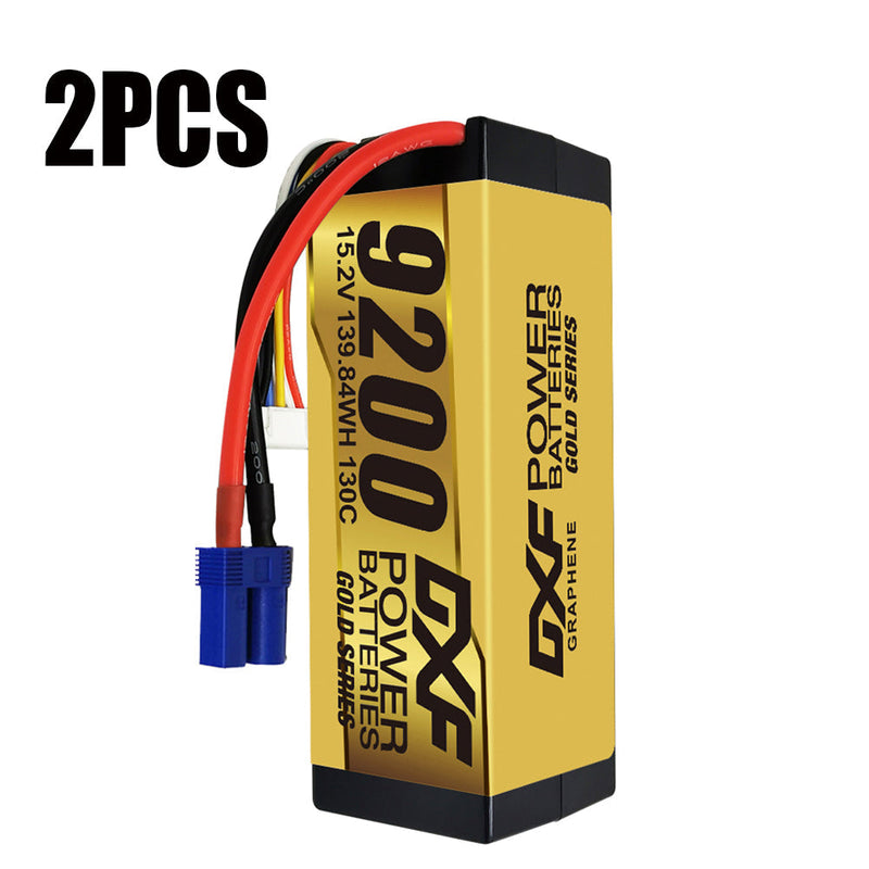 (PL)DXF High Voltage 4S 9200 mAh 15,2 V 130C Lipo-Akku mit hoher Kapazität im Hardcase mit XT90 Spin für 1:8 Scala RC Auto, Multi-Rotor RC Aeroplano, RC Elicottero, RC Barca 