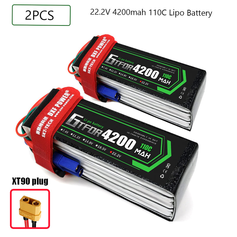 (CN)GTFDR 6S Lipo Battery 22.2V 110C 4200mAh Soft Case Battery with EC5 XT90 Connector for Car Truck Tank RC Buggy Truggy Racing Hobby