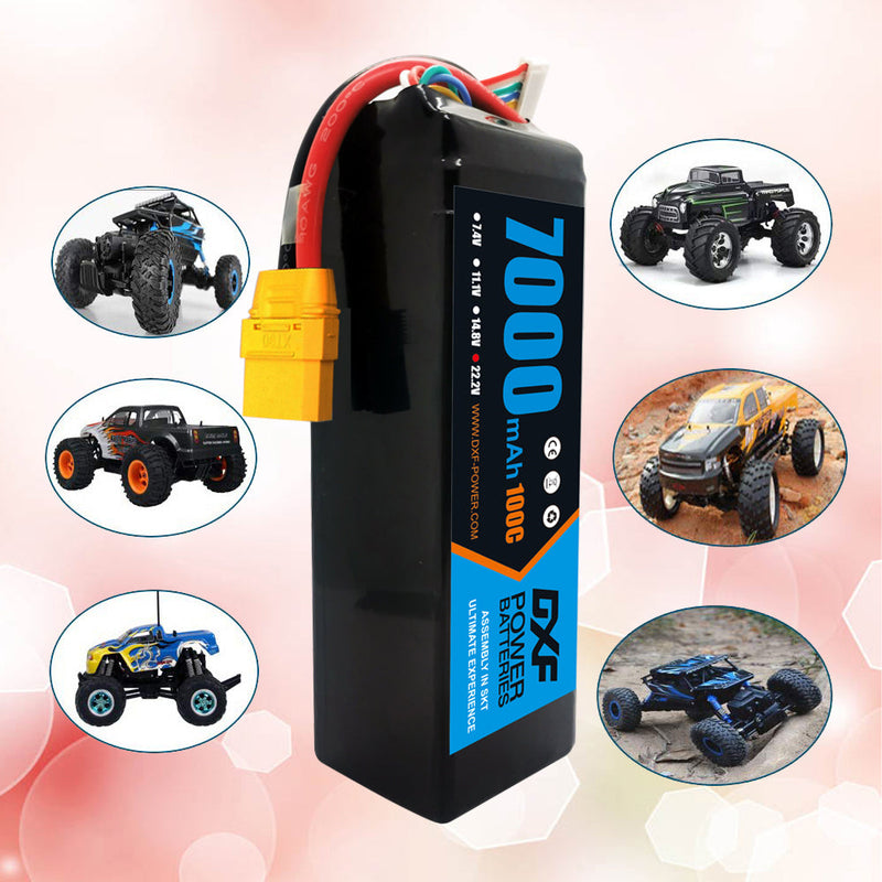 (EU)DXF 6S Lipo Battery 22.2V 100C 7000mAh Soft Case Battery with XT90 Connector for Car Truck Tank RC Buggy Truggy Racing Hobby