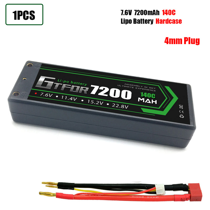 (CN)GTFDR 2S Lipo Battery 7200mAh 7.6V 140C 4mm Hardcase EC5 Plug for RC Buggy Truggy 1/10 Scale Racing Helicopters RC Car Boats