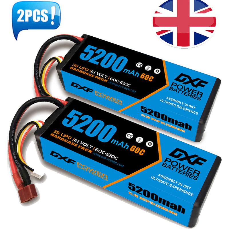 (UK)DXF Lipo Battery 3S 11.1V 5200MAH 60C Blue Series  lipo Hardcase with Deans Plug for Rc 1/8 1/10 Buggy Truck Car Off-Road Drone