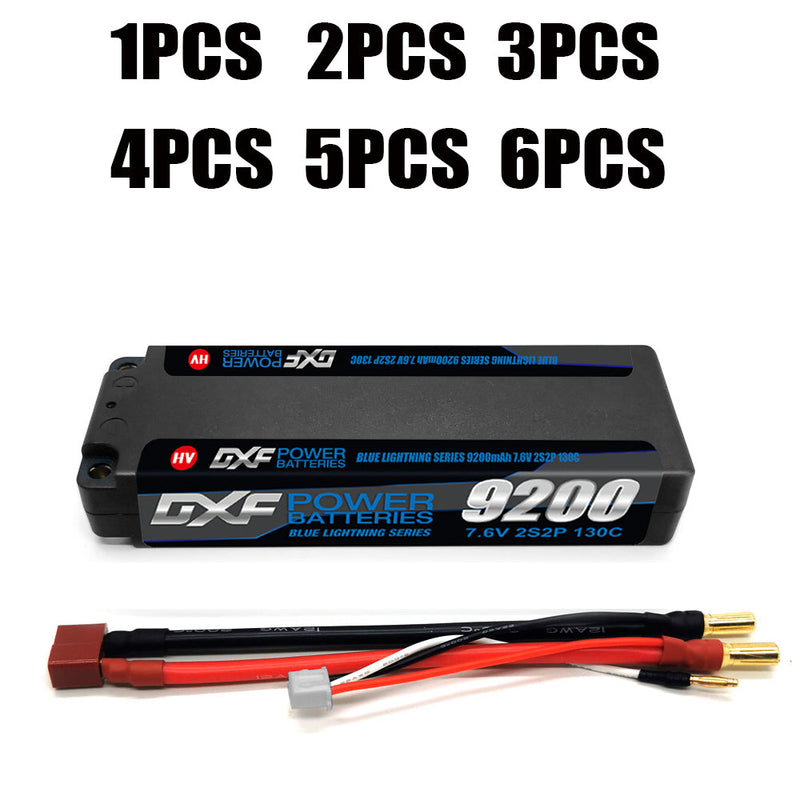 (PL) DXF 2S 7.6V Lipo Battery 130C 9200mAh with 5mm Bullet for RC 1/8 Vehicles Car Truck Tank Truggy Competition Racing Hobby