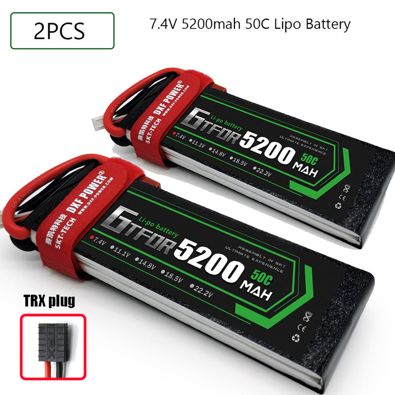 (CN)GTFDR 2S Lipo Battery 7.4V 50C 5200mAh Soft Case Battery with EC5 XT90 Connector for Car Truck Tank RC Buggy Truggy Racing Hobby