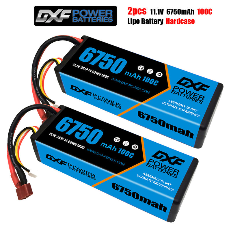 (USA)DXF Lipo Battery 3S 11.1V 6750mAh 100C Hardcase for Rc Truck Drone 1/10 1/8 Scale Traxxas Slash 4x4 RC Car Hard Case