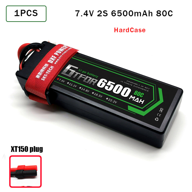 (CN)GTFDR 2S Lipo Battery 6500mAh 7.4V 80C Hardcase EC5 Plug for RC Buggy Truggy 1/10 Scale Racing Helicopters RC Car Boats