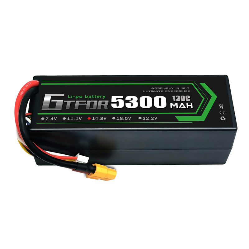 (CN)GTFDR 4S Lipo Battery 5300mAh 14.8V 130C Hardcase EC5 Plug for RC Buggy Truggy 1/10 Scale Racing Helicopters RC Car Boats