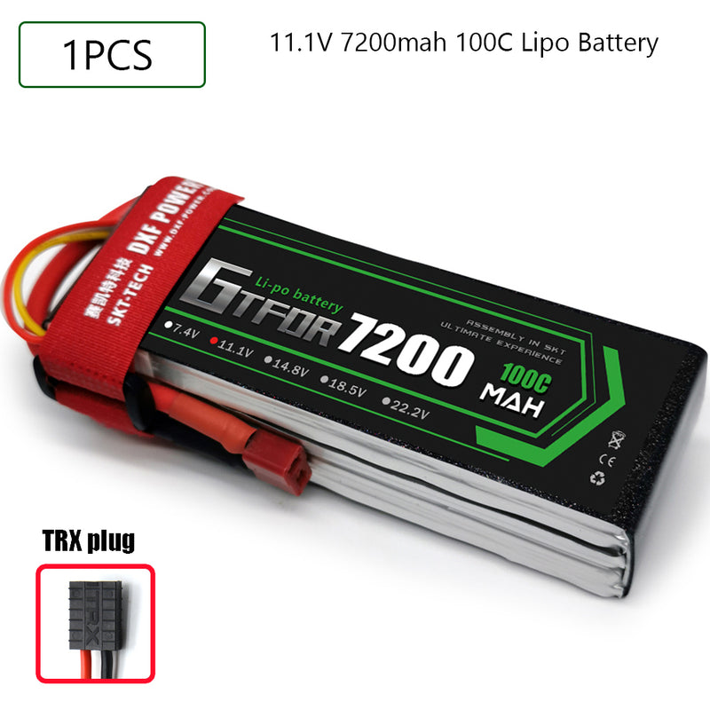 (CN)GTFDR 3S Lipo Battery 11.1V 100C7200mAh Soft Case Battery with EC5 XT90 Connector for Car Truck Tank RC Buggy Truggy Racing Hobby