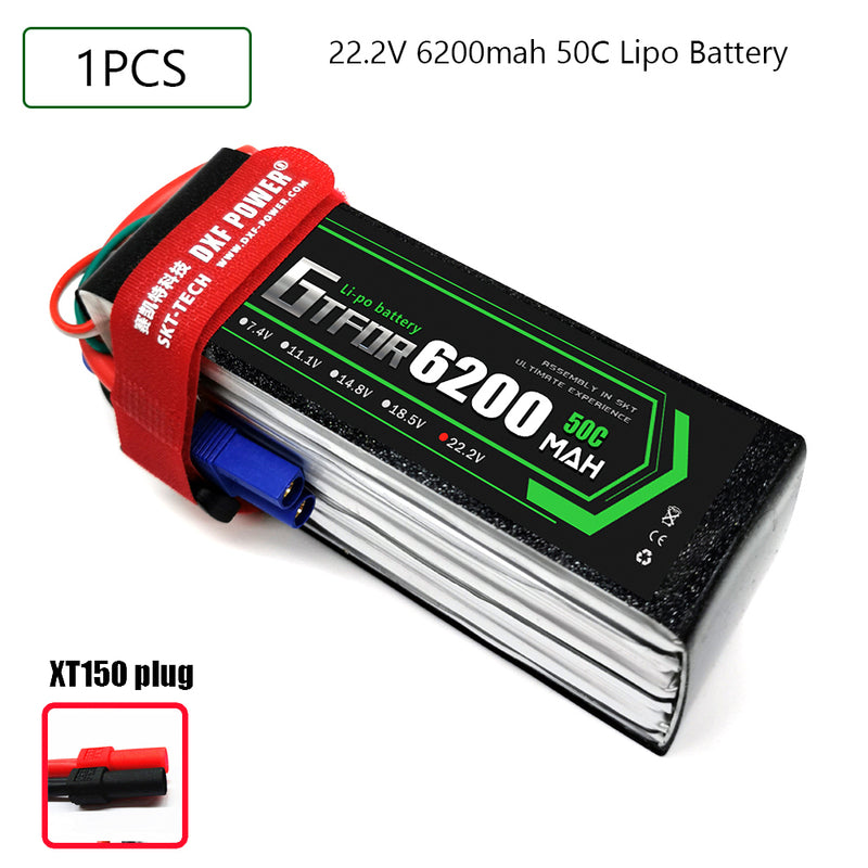 (CN)GTFDR 6S Lipo Battery 22.2V 50C 6200mAh Soft Case Battery with EC5 XT90 Connector for Car Truck Tank RC Buggy Truggy Racing Hobby