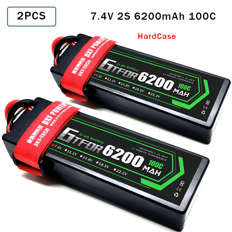 (CN)GTFDR 2S Lipo Battery 6200mAh 7.4V 100C Hardcase EC5 Plug for RC Buggy Truggy 1/10 Scale Racing Helicopters RC Car Boats