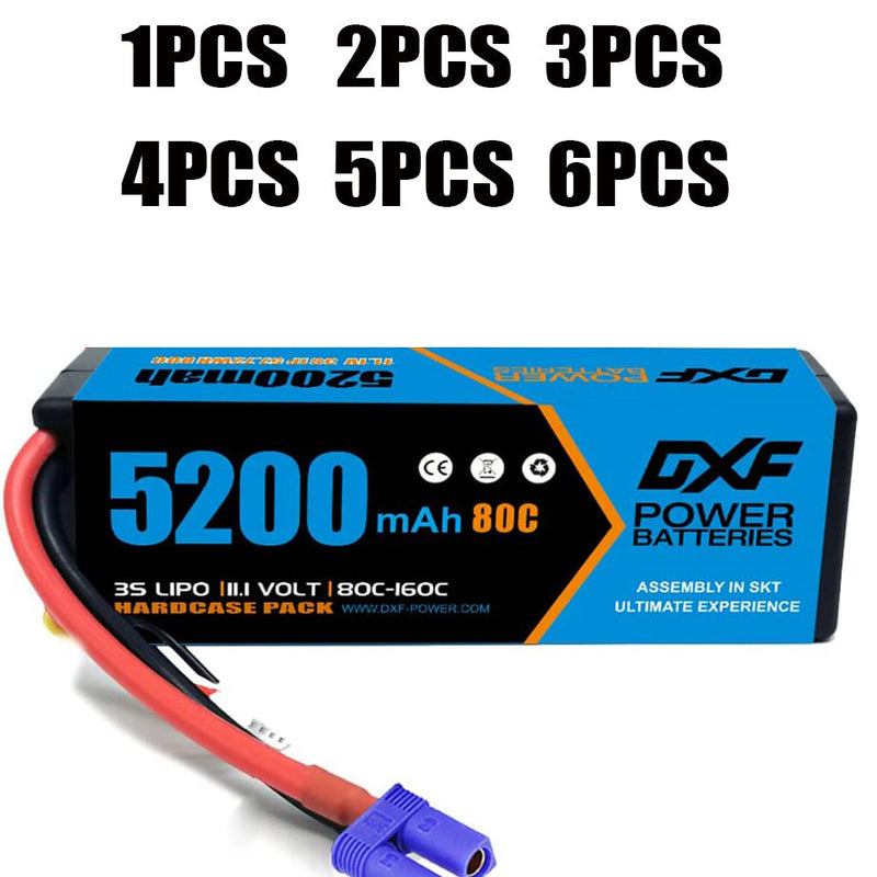 (ES)DXF Lipo Battery 3S 11.1V 5200MAH 80C Blue Series lipo Hardcase with EC5 Plug for Rc 1/8 1/10 Buggy Truck Car Off-Road Drone