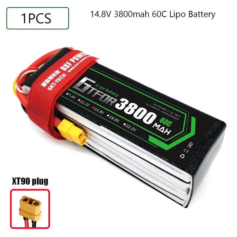 (CN)GTFDR 4S Lipo Battery 14.8V 60C 3800mAh Soft Case Battery with EC5 XT90 Connector for Car Truck Tank RC Buggy Truggy Racing Hobby