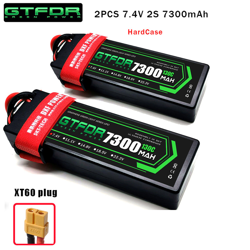 (CN)GTFDR 2S Lipo Battery 7300mAh 7.4V 130C Hardcase EC5 Plug for RC Buggy Truggy 1/10 Scale Racing Helicopters RC Car Boats