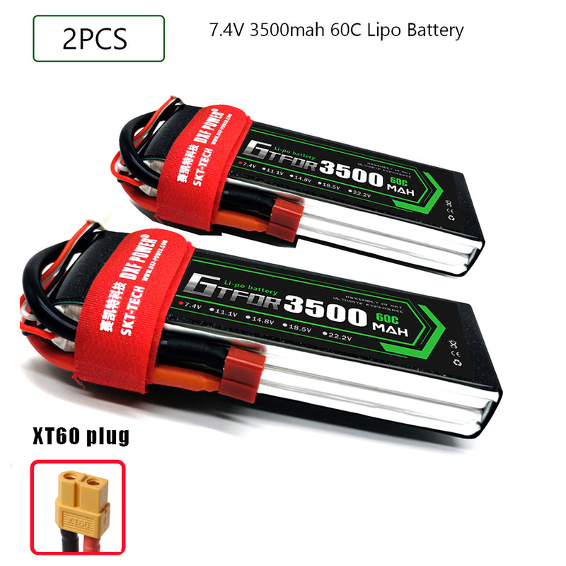 (CN)GTFDR 2S Lipo Battery 7.4V 60C 3500mAh Soft Case Battery with EC5 XT90 Connector for Car Truck Tank RC Buggy Truggy Racing Hobby