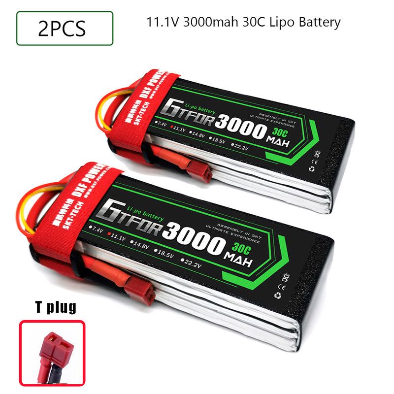 (CN)GTFDR 3S Lipo Battery 11.1V 30C 3000mAh Soft Case Battery with EC5 XT90 Connector for Car Truck Tank RC Buggy Truggy Racing Hobby