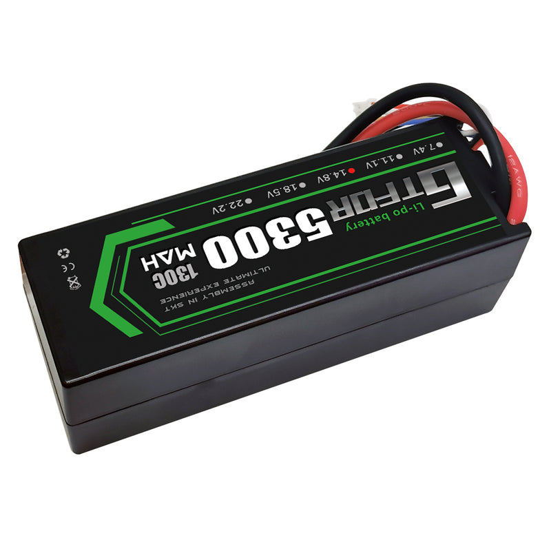 (CN)GTFDR 4S Lipo Battery 5300mAh 14.8V 130C Hardcase EC5 Plug for RC Buggy Truggy 1/10 Scale Racing Helicopters RC Car Boats