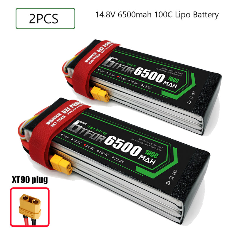 (CN)GTFDR 4S Lipo Battery 14.8V 100C 6500mAh Soft Case Battery with EC5 XT90 Connector for Car Truck Tank RC Buggy Truggy Racing Hobby