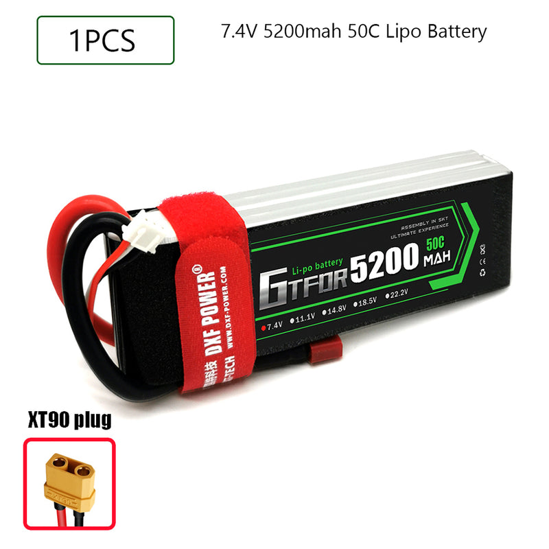 (CN)GTFDR 2S Lipo Battery 7.4V 50C 5200mAh Soft Case Battery with EC5 XT90 Connector for Car Truck Tank RC Buggy Truggy Racing Hobby