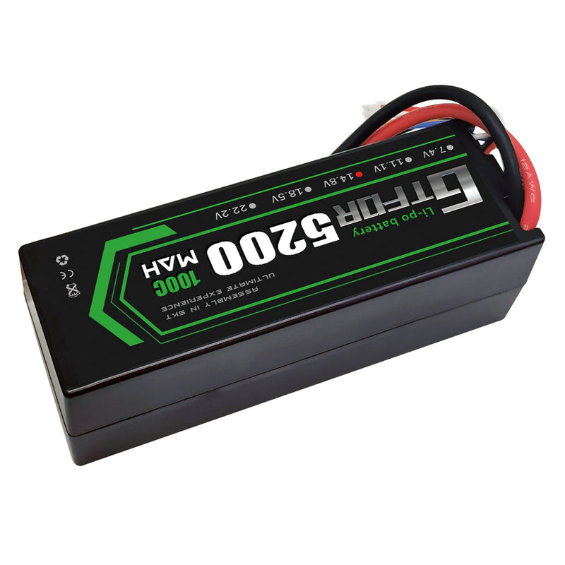 (CN)GTFDR 4S Lipo Battery 5200mAh 14.8V 100C Hardcase EC5 Plug for RC Buggy Truggy 1/10 Scale Racing Helicopters RC Car Boats