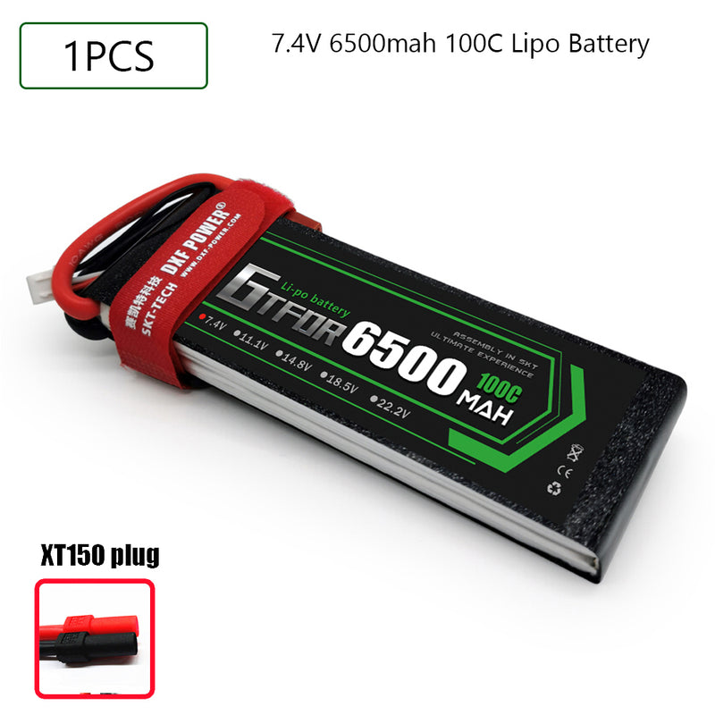 (CN)GTFDR 2S Lipo Battery 7.4V 100C 6500mAh Soft Case Battery with EC5 XT90 Connector for Car Truck Tank RC Buggy Truggy Racing Hobby