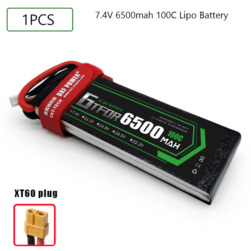 (CN)GTFDR 2S Lipo Battery 7.4V 100C 6500mAh Soft Case Battery with EC5 XT90 Connector for Car Truck Tank RC Buggy Truggy Racing Hobby