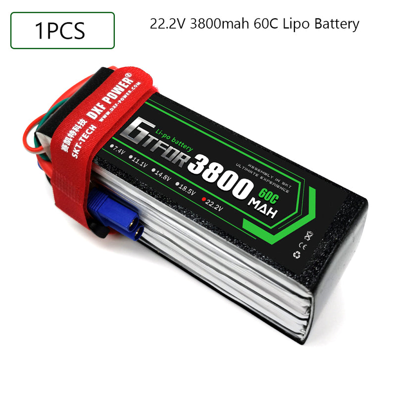 (CN)GTFDR 6S Lipo Battery 22.2V 60C 3800mAh Soft Case Battery with EC5 XT90 Connector for Car Truck Tank RC Buggy Truggy Racing Hobby