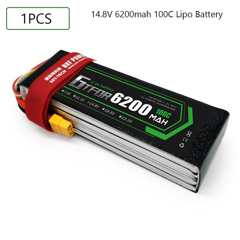 (CN)GTFDR 4S Lipo Battery 14.8V 100C 6200mAh Soft Case Battery with EC5 XT90 Connector for Car Truck Tank RC Buggy Truggy Racing Hobby