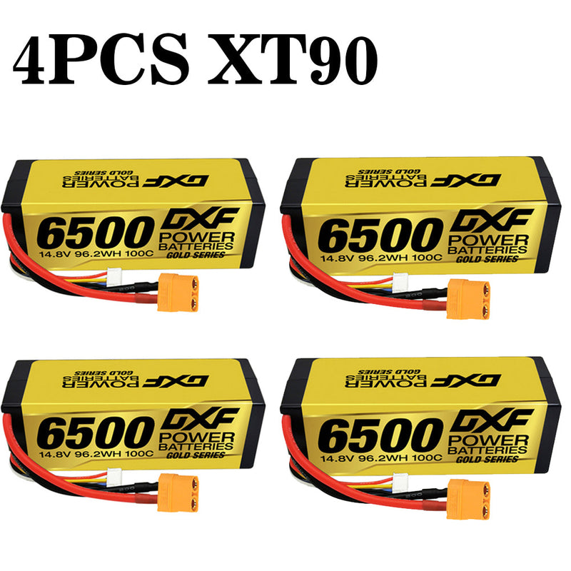 (FR)DXF Lipo Battery 4S 14.8V 6500MAH 100C GoldSeries Graphene lipo Hardcase with EC5 and XT90 Plug for Rc 1/8 1/10 Buggy Truck Car Off-Road Drone