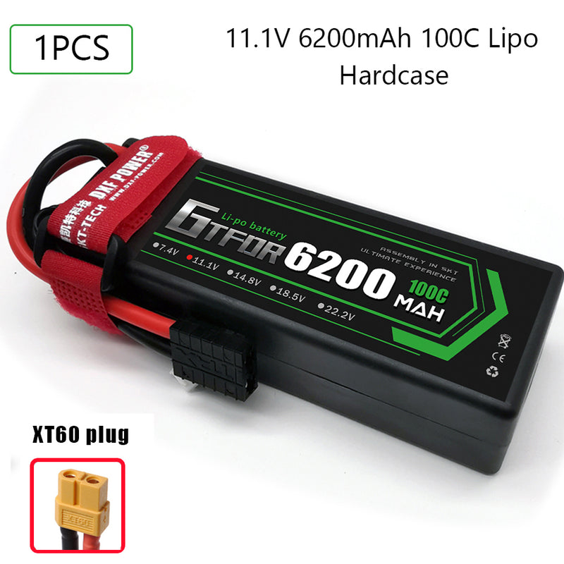 (CN)GTFDR 3S Lipo Battery 6200mAh 11.1V 100C Hardcase EC5 Plug for RC Buggy Truggy 1/10 Scale Racing Helicopters RC Car Boats