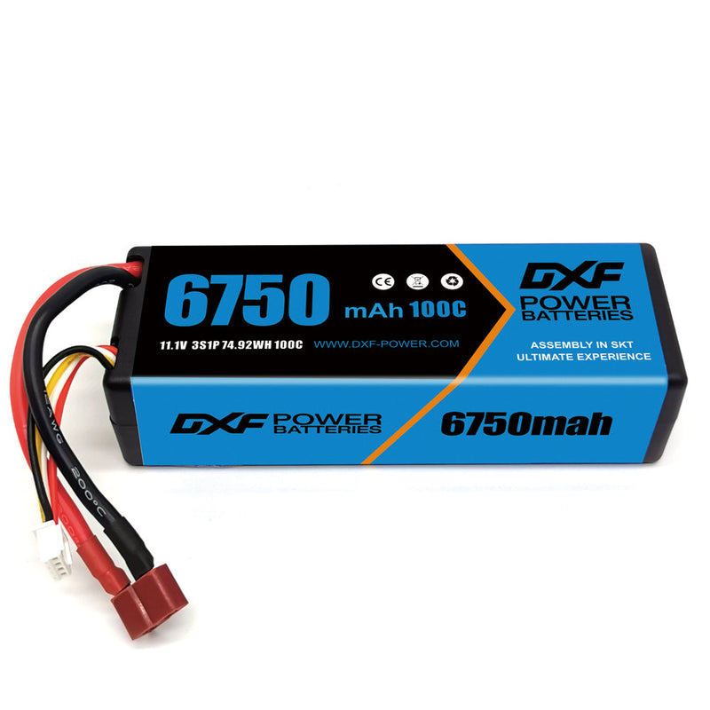 (USA)DXF Lipo Battery 3S 11.1V 6750mAh 100C Hardcase for Rc Truck Drone 1/10 1/8 Scale Traxxas Slash 4x4 RC Car Hard Case