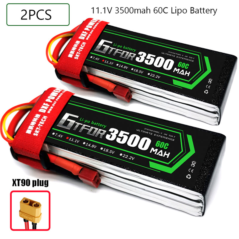 (CN)GTFDR 3S Lipo Battery 11.1V 60C 3500mAh Soft Case Battery with EC5 XT90 Connector for Car Truck Tank RC Buggy Truggy Racing Hobby