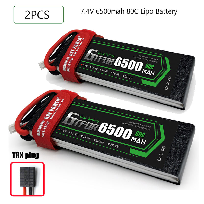 (CN)GTFDR 2S Lipo Battery 7.4V 80C 6500mAh Soft Case Battery with EC5 XT90 Connector for Car Truck Tank RC Buggy Truggy Racing Hobby