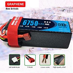 (USA)DXF Lipo Battery 4S 14.8V 6750mAh 100C/200C SoftCase Graphene Lipo Battery for RC HPI HSP 1/8 1/10 Buggy RC Car Truck