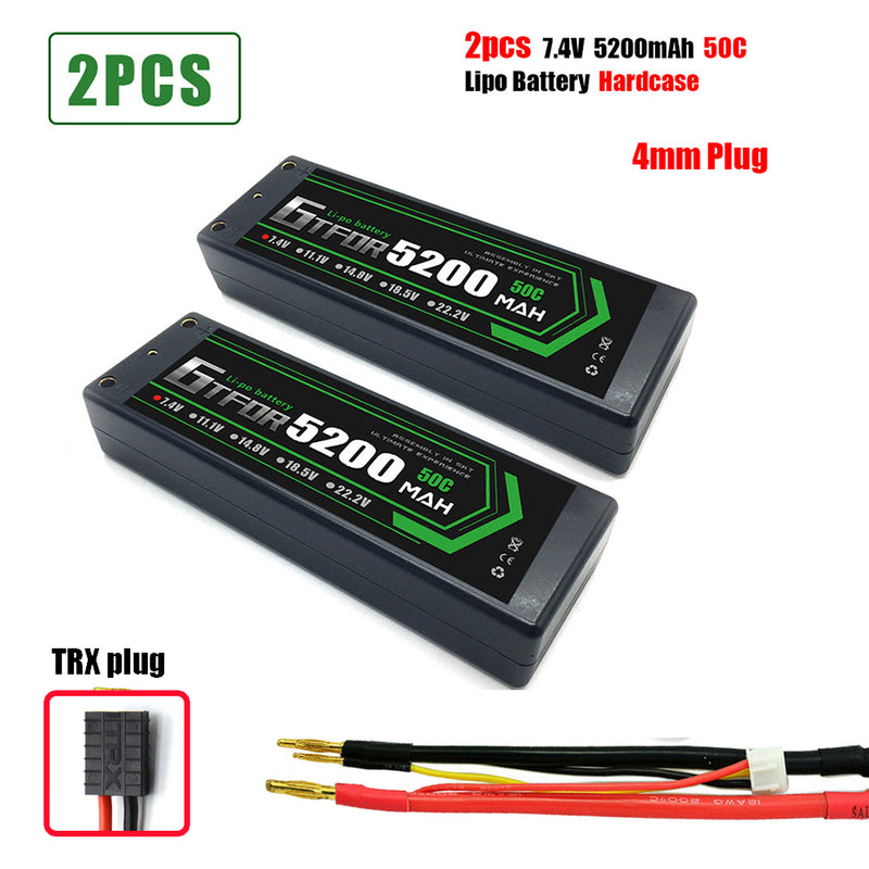 (CN)GTFDR 2S 5200 mAh 7.4V 50C 4MM Batteria Lipo ad Alta Capacità Hardcase con XT90 Spina per 1:8 Scala RC Auto, Multi-Rotore RC Aeroplano, RC Elicottero, RC Barca