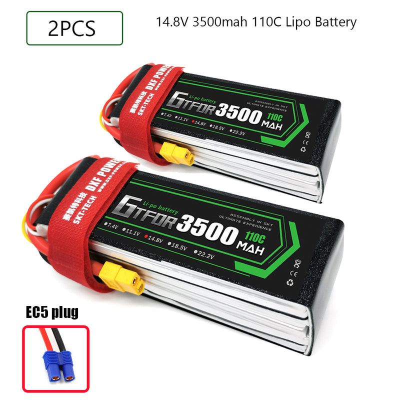 (CN)GTFDR 4S Lipo Battery 14.8V 110C 3500mAh Soft Case Battery with EC5 XT90 Connector for Car Truck Tank RC Buggy Truggy Racing Hobby