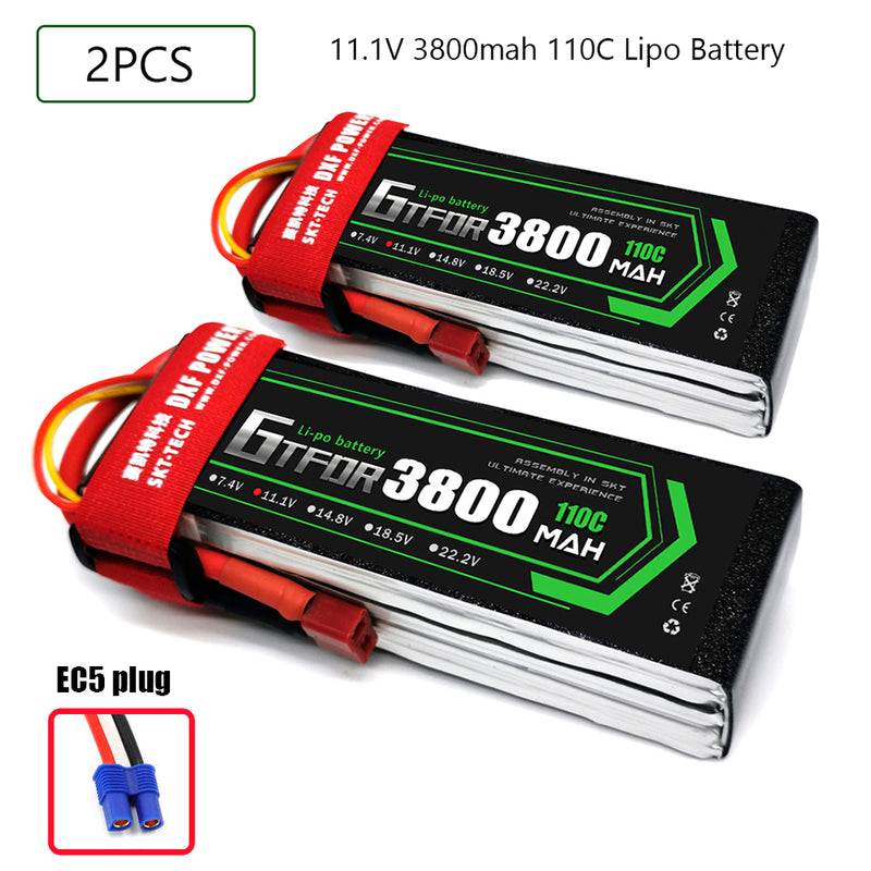 (CN)GTFDR 3S Lipo Battery 11.1V 110C  3800mAh Soft Case Battery with EC5 XT90 Connector for Car Truck Tank RC Buggy Truggy Racing Hobby