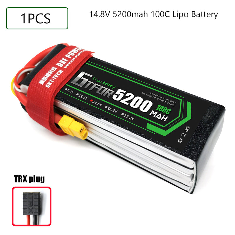 (CN)GTFDR 4S Lipo Battery 14.8V 100C 5200mAh Soft Case Battery with EC5 XT90 Connector for Car Truck Tank RC Buggy Truggy Racing Hobby