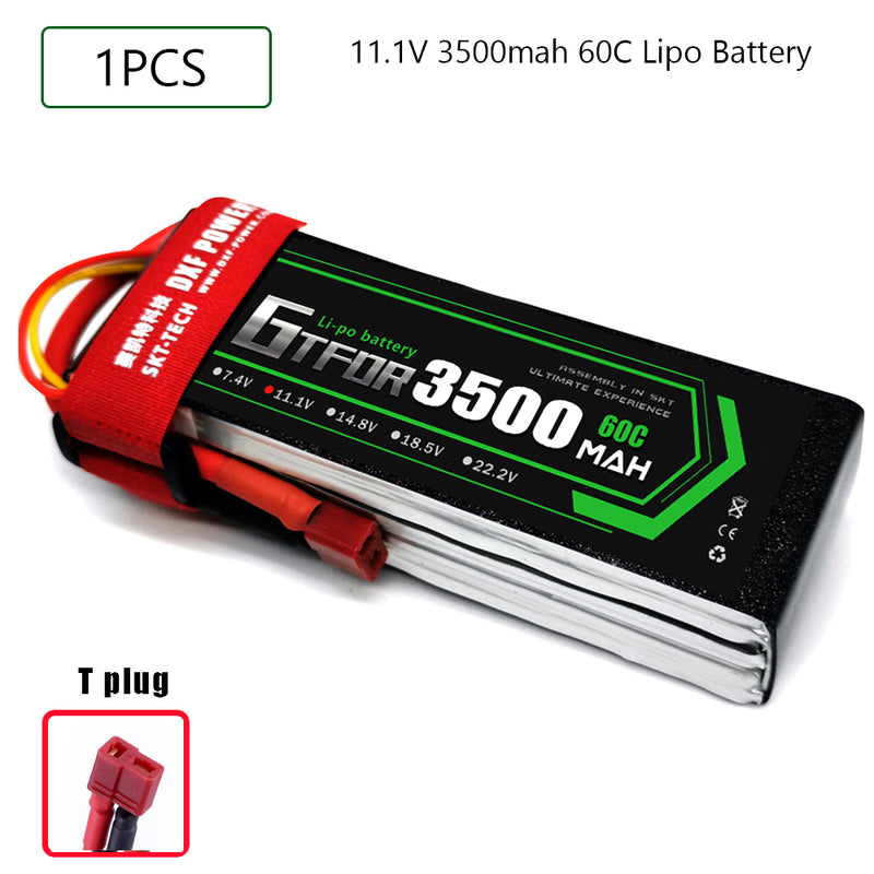 (CN)GTFDR 3S Lipo Battery 11.1V 60C 3500mAh Soft Case Battery with EC5 XT90 Connector for Car Truck Tank RC Buggy Truggy Racing Hobby