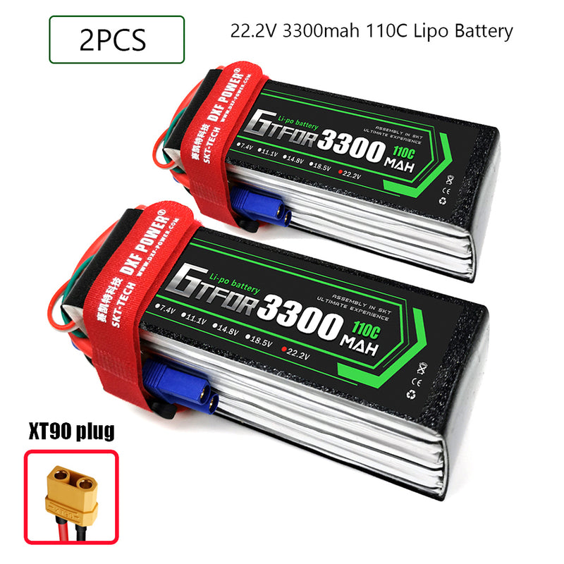 (CN)GTFDR 6S Lipo Battery 22.2V 110C 3300mAh Soft Case Battery with EC5 XT90 Connector for Car Truck Tank RC Buggy Truggy Racing Hobby