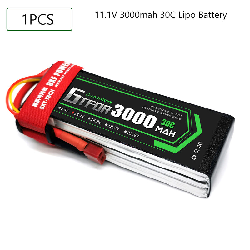 (CN)GTFDR 3S Lipo Battery 11.1V 30C 3000mAh Soft Case Battery with EC5 XT90 Connector for Car Truck Tank RC Buggy Truggy Racing Hobby