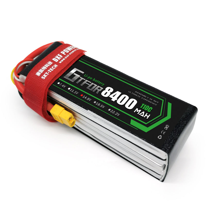 (CN)GTFDR 4S Lipo Battery 14.8V 110C 8400mAh Soft Case Battery with EC5 XT90 Connector for Car Truck Tank RC Buggy Truggy Racing Hobby