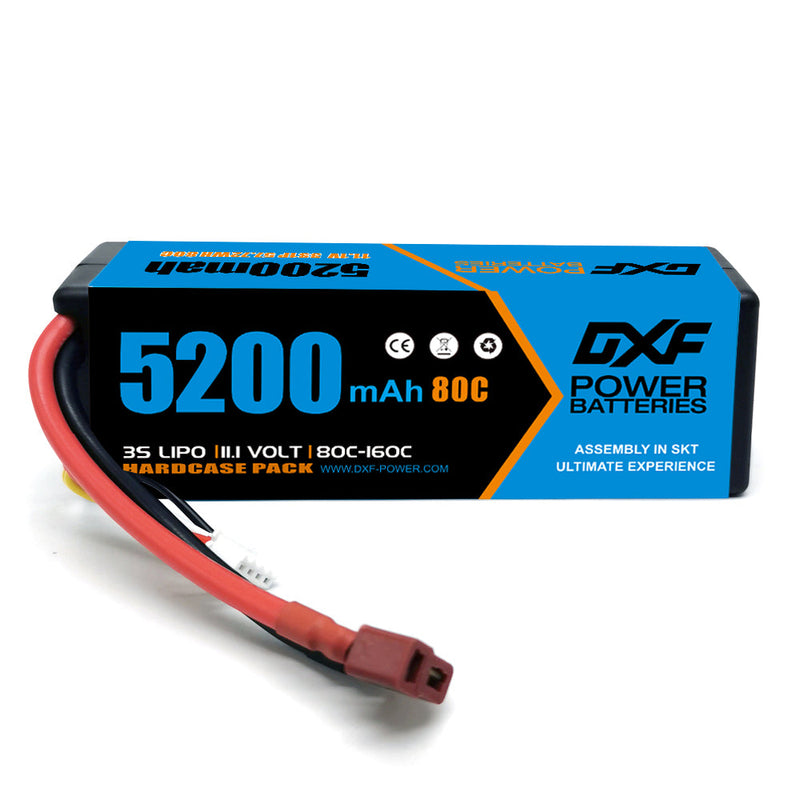 (PL)DXF Lipo-Akku 3S 11,1 V 5200 mAh 80C Blue Series Lipo-Hardcase mit Deans-Stecker für Rc 1/8 1/10 Buggy Truck Car Off-Road-Drohne 