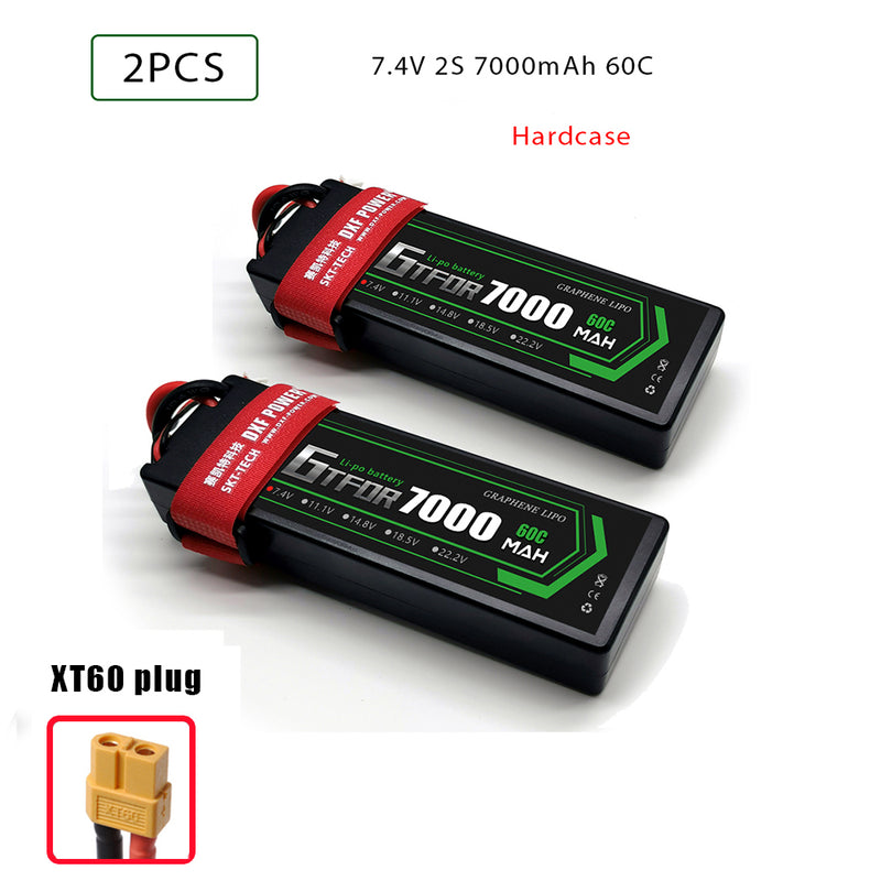 (CN)GTFDR 2S Lipo Battery 7000mAh 7.4V 60C Hardcase EC5 Plug for RC Buggy Truggy 1/10 Scale Racing Helicopters RC Car Boats