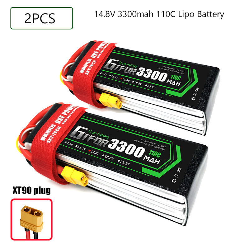 (CN)GTFDR 4S Lipo Battery 14.8V 110C 3300mAh Soft Case Battery with EC5 XT90 Connector for Car Truck Tank RC Buggy Truggy Racing Hobby