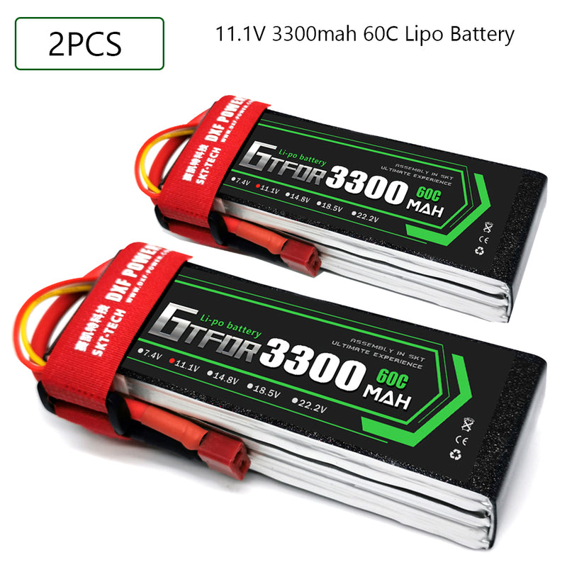 (CN)GTFDR 3S Lipo Battery 11.1V 60C 3300mAh Soft Case Battery with EC5 XT90 Connector for Car Truck Tank RC Buggy Truggy Racing Hobby