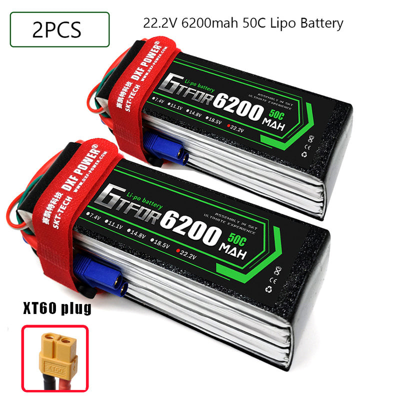 (CN)GTFDR 6S Lipo Battery 22.2V 50C 6200mAh Soft Case Battery with EC5 XT90 Connector for Car Truck Tank RC Buggy Truggy Racing Hobby