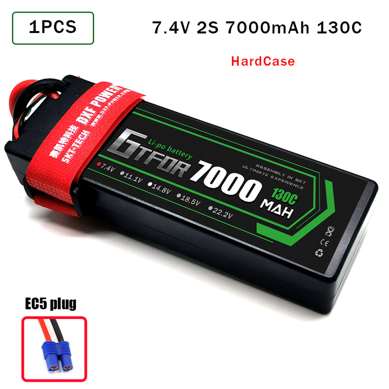 (CN)GTFDR 2S Lipo Battery 7000mAh 7.4V 130C Hardcase EC5 Plug for RC Buggy Truggy 1/10 Scale Racing Helicopters RC Car Boats