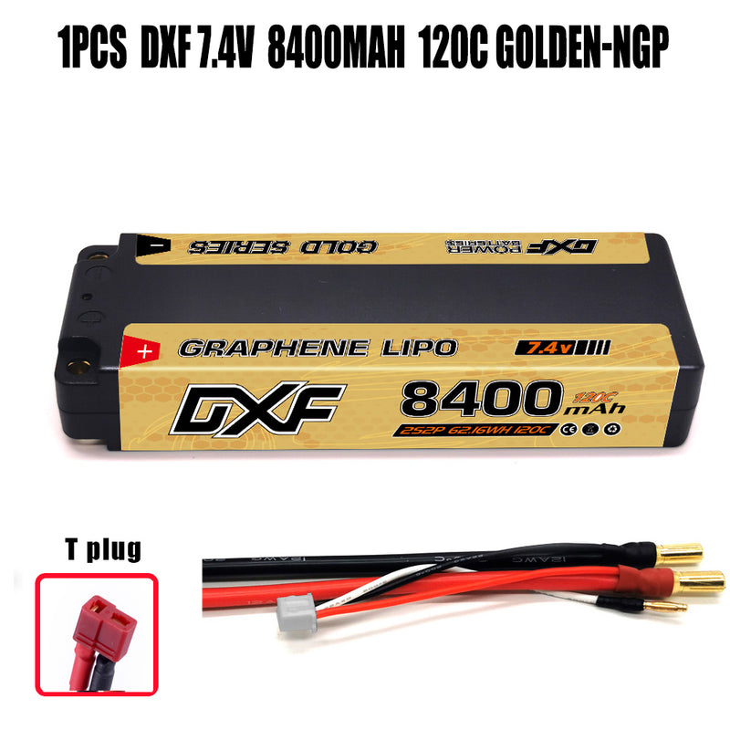 (CN)DXF 5mm 2S 8400mAh 7.4V 120C GOLDEN-NGP Batteria Lipo ad Alta Capacità Hardcase con XT90 Spina per 1:8 Scala RC Auto, Multi-Rotore RC Aeroplano, RC Elicottero, RC Barca